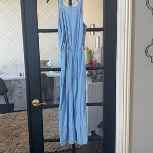 Sleeveless denim jumpsuit
